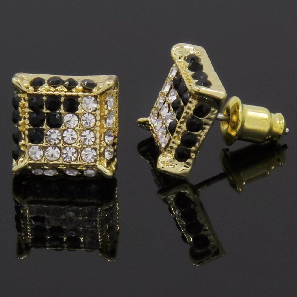 Brand New Black Clear Diamond Men's Earrings